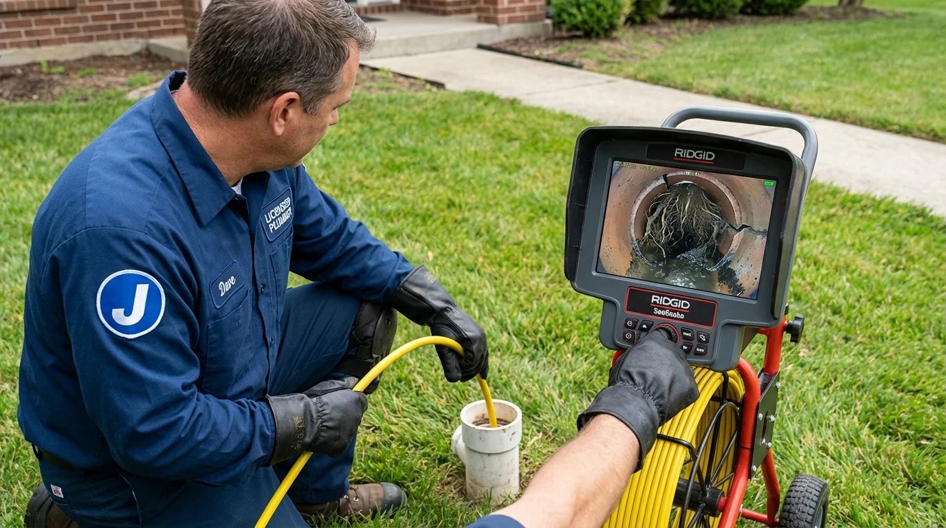 Sewer camera inspection being performed by Johns Plumbing LLC in Scottsboro